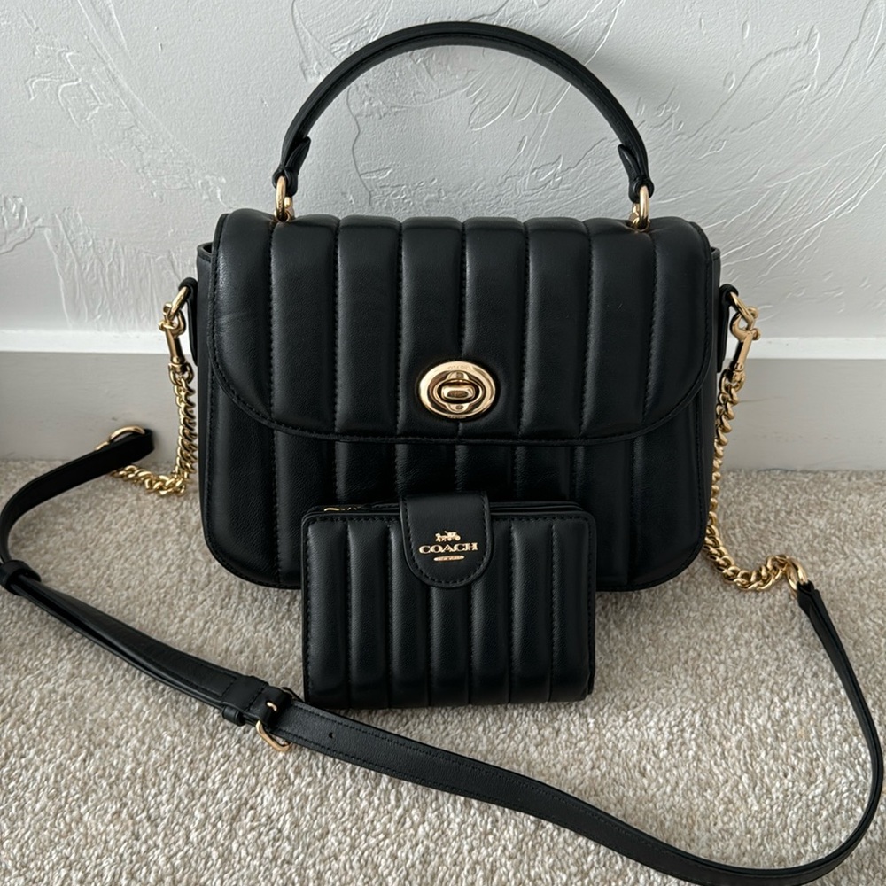 Like new condition Marlie Top Handle Satchel With Quilting and matching Wallet